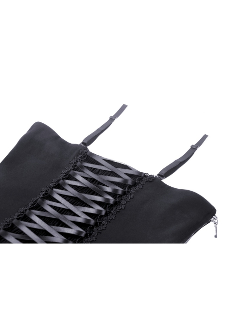 Personalized Black And Red Front And Back Cross Tie Waist Faux Leather Belt Decoration Gothic Spiked Corset