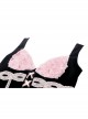 Sexy Black And Pink Three Dimensional Rose Pattern Decoration On The Front Chest With Cross Strap Gothic Lace Corset