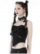 Black Simple Woven Front Chest Eyelet Strap With Rear Zipper For Easy Wearing With Punk Style Suspender Corset
