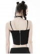 Black Simple Woven Front Chest Eyelet Strap With Rear Zipper For Easy Wearing With Punk Style Suspender Corset