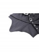 Black Simple Woven Front Chest Eyelet Strap With Rear Zipper For Easy Wearing With Punk Style Suspender Corset