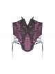 Purple Luxurious Lace Print Lace Up Sides Gothic Palace Corset