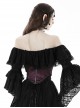 Purple Luxurious Lace Print Lace Up Sides Gothic Palace Corset