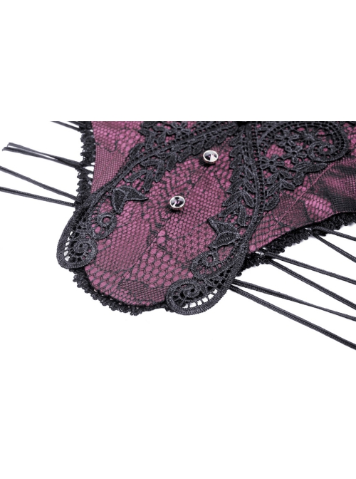 Purple Luxurious Lace Print Lace Up Sides Gothic Palace Corset