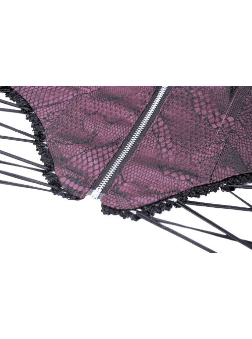 Purple Luxurious Lace Print Lace Up Sides Gothic Palace Corset
