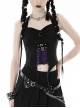 Personalized Black And Purple Arrow Halterneck Chest With Moon Pendant Decoration Punk Style Rope Corset
