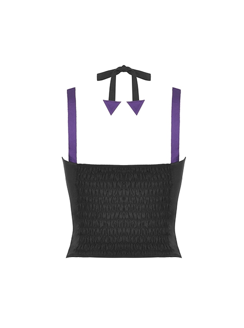 Personalized Black And Purple Arrow Halterneck Chest With Moon Pendant Decoration Punk Style Rope Corset