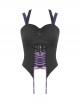 Personalized Black And Purple Arrow Halterneck Chest With Moon Pendant Decoration Punk Style Rope Corset