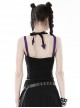 Personalized Black And Purple Arrow Halterneck Chest With Moon Pendant Decoration Punk Style Rope Corset
