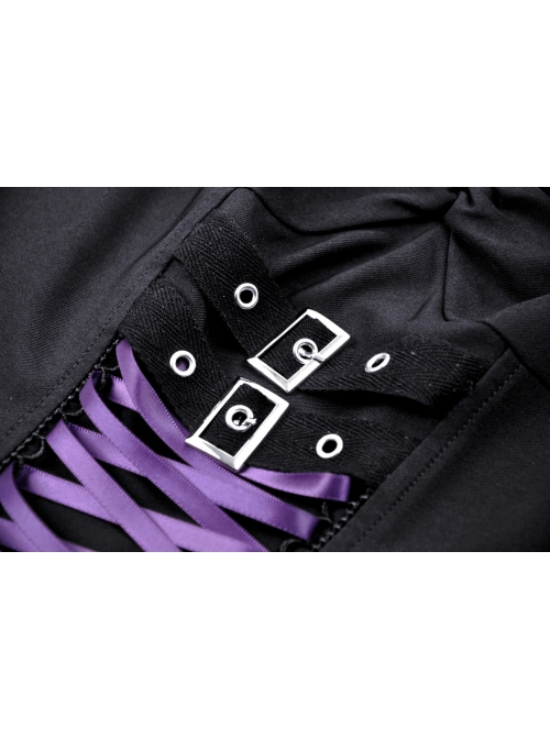 Personalized Black And Purple Arrow Halterneck Chest With Moon Pendant Decoration Punk Style Rope Corset