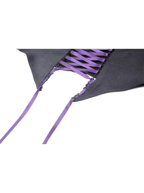 Personalized Black And Purple Arrow Halterneck Chest With Moon Pendant Decoration Punk Style Rope Corset