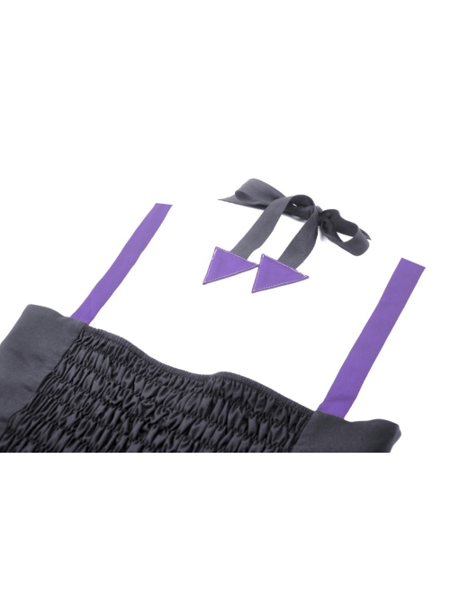Personalized Black And Purple Arrow Halterneck Chest With Moon Pendant Decoration Punk Style Rope Corset