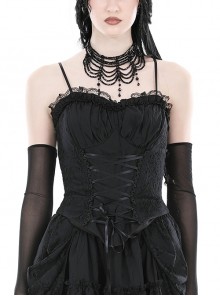 Sexy Black Lace Waist Cross Waist Lace Up Gothic Suspender Corset