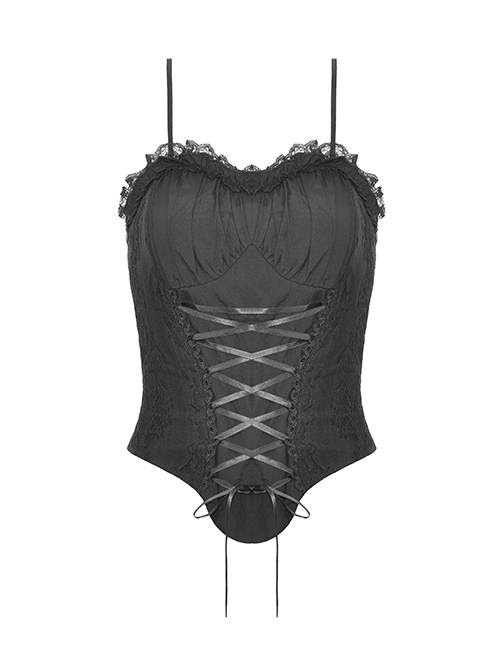 Sexy Black Lace Waist Cross Waist Lace Up Gothic Suspender Corset