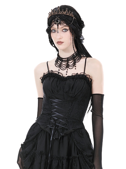 Sexy Black Lace Waist Cross Waist Lace Up Gothic Suspender Corset