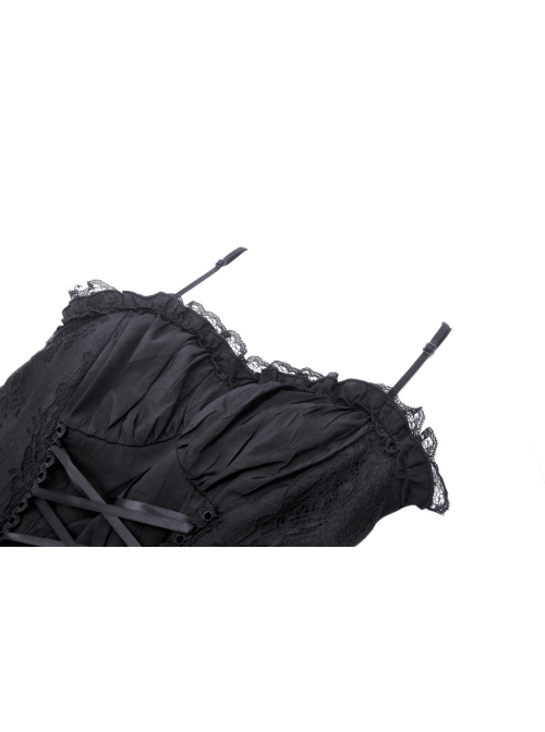 Sexy Black Lace Waist Cross Waist Lace Up Gothic Suspender Corset