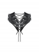 Black Glossy PU Leather Zippered Adjustable Rope Punk Style Motorcycle Belt