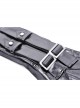 Black Glossy PU Leather Zippered Adjustable Rope Punk Style Motorcycle Belt