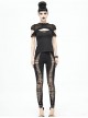 Weaved Burnt-Out Black Knitted Punk Leggings Pants
