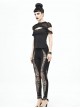 Weaved Burnt-Out Black Knitted Punk Leggings Pants