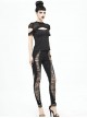 Weaved Burnt-Out Black Knitted Punk Leggings Pants