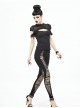 Weaved Burnt-Out Black Knitted Punk Leggings Pants