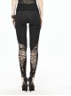 Weaved Burnt-Out Black Knitted Punk Leggings Pants