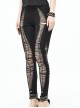 Weaved Burnt-Out Black Knitted Punk Leggings Pants