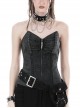Sexy Black PU Leather Front And Rear Eyelet Adjustable Cross Straps With Metal Zipper Punk Style Corset