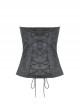 Sexy Black PU Leather Front And Rear Eyelet Adjustable Cross Straps With Metal Zipper Punk Style Corset