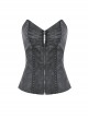 Sexy Black PU Leather Front And Rear Eyelet Adjustable Cross Straps With Metal Zipper Punk Style Corset