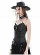 Sexy Black PU Leather Front And Rear Eyelet Adjustable Cross Straps With Metal Zipper Punk Style Corset