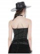 Sexy Black PU Leather Front And Rear Eyelet Adjustable Cross Straps With Metal Zipper Punk Style Corset