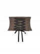 Vintage Brown Wide Brimmed Double Row Metal Eyelet Buckle Back Cross Tie Punk Style Tight Belt