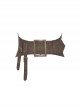 Vintage Brown Wide Brimmed Double Row Metal Eyelet Buckle Back Cross Tie Punk Style Tight Belt