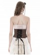Vintage Brown Wide Brimmed Double Row Metal Eyelet Buckle Back Cross Tie Punk Style Tight Belt