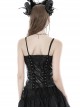 Black And Purple Woven Splicing PU Leather Front And Center Metal Zipper With Adjustable Tie Ropes At The Back Gothic Lace Corset