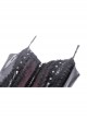 Black And Purple Woven Splicing PU Leather Front And Center Metal Zipper With Adjustable Tie Ropes At The Back Gothic Lace Corset