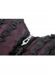 Black And Purple Woven Splicing PU Leather Front And Center Metal Zipper With Adjustable Tie Ropes At The Back Gothic Lace Corset