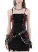 Black And Red Dyed Front Center Frilled Back Adjustable Tie Punk Style Slim Fit Top