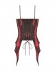 Black And Red Dyed Front Center Frilled Back Adjustable Tie Punk Style Slim Fit Top