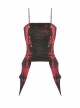 Black And Red Dyed Front Center Frilled Back Adjustable Tie Punk Style Slim Fit Top