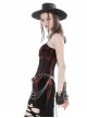 Black And Red Dyed Front Center Frilled Back Adjustable Tie Punk Style Slim Fit Top