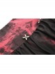 Black And Red Dyed Front Center Frilled Back Adjustable Tie Punk Style Slim Fit Top