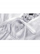 Simple White Woven Front And Back Webbing Decorated Short Punk Style Puff Sleeve Dress