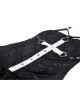 Black Personalized Ripped Woven Fabric With White Cross On The Chest Gothic Style Cross Strap Dress