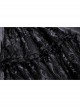 Gorgeous Retro Black Velvet Patchwork Lace Front Strap Embellished Gothic Style Long Sleeved Dress