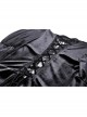 Gorgeous Retro Black Velvet Patchwork Lace Front Strap Embellished Gothic Style Long Sleeved Dress