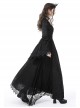 Black Gorgeous Palace Print Embroidery Chest Ruby Embellished Gothic Style Long Sleeved Dress