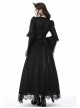 Black Gorgeous Palace Print Embroidery Chest Ruby Embellished Gothic Style Long Sleeved Dress